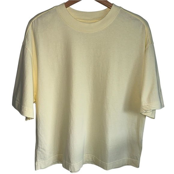 EVERLANE Premium Weight Relaxed Fit Tee Yellow Oversized Short Sleeve T-Shirt M - Picture 4 of 10
